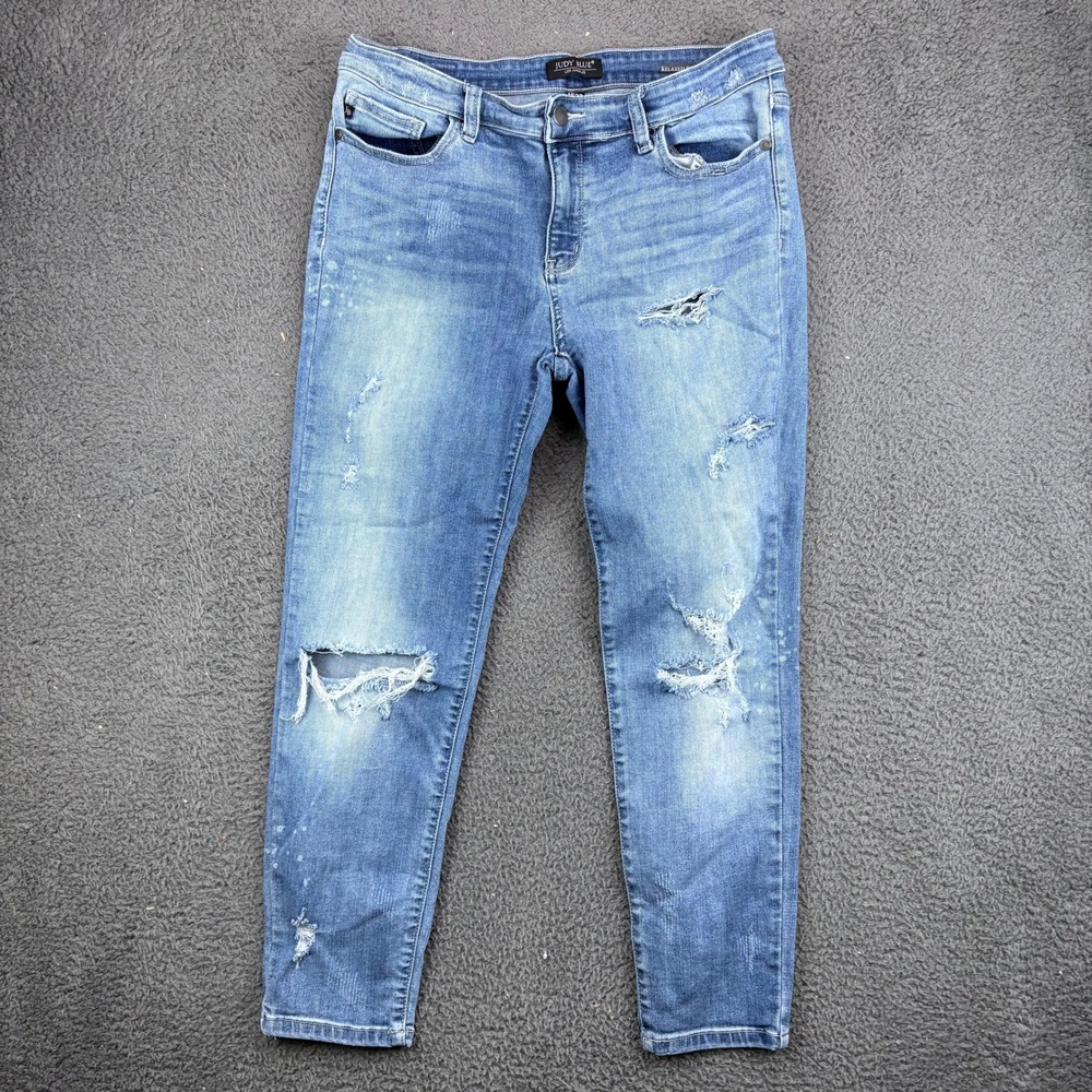 Judy Blue Relaxed‎ Fit Distressed Bleach Splatter Jeans Womens 15/32 JB8273MD